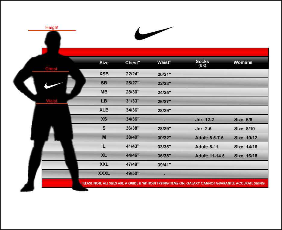 Printable Nike Shoe Size Chart